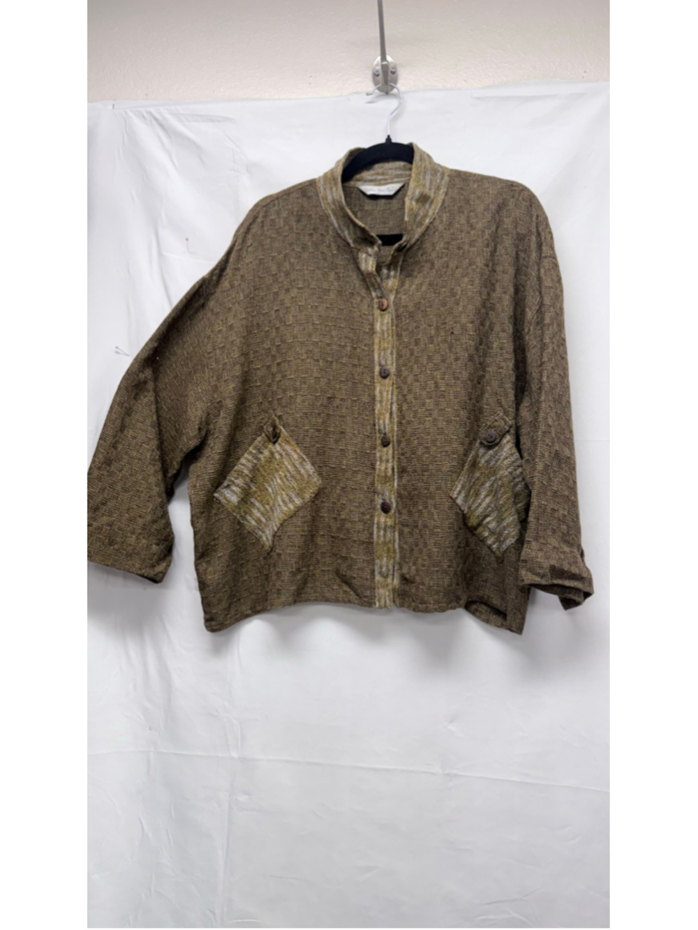 Women's Atelier Vue Devue Brown Gold Textured Blazer Jacket Size M